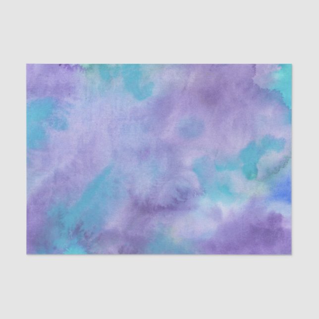 Violet Purple Teal Green Abstract Watercolor Tissue Paper (Front)