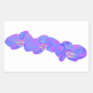 violet purple tropical watercolor orchids rectangular sticker