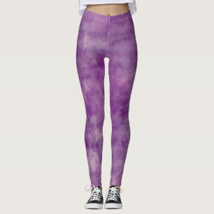 Violet Purple Watercolor Abstraction Leggings