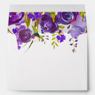 Violet Purple Watercolor Floral for 5x7 card Envelopes