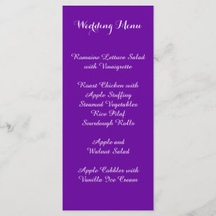 Violet Purple Wedding Menu