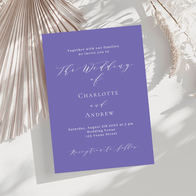 Violet purple white formal luxury wedding invitation (Creator Uploaded)