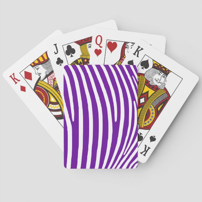 Violet Purple Zebra Stripes Playing Cards (Back)