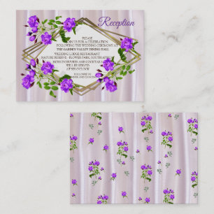 Violet Purplish-Watercolour Roses on Pink Silk Enclosure Card