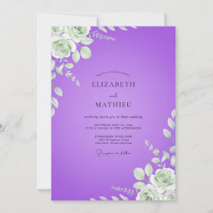 Violet Ranunculus Eucalyptus Wedding Invitation