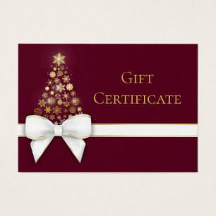 Violet Red Christmas Tree Snowflakes Bow Gift Card