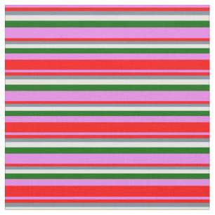 Violet, Red, Light Slate Grey, White & Dark Green Fabric