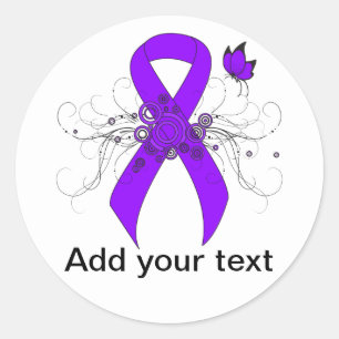 Violet Ribbon Butterfly, Hodgkin's lymphoma Classic Round Sticker