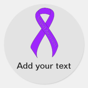 Violet Ribbon Support Awareness, Hodgkins lymphoma Classic Round Sticker