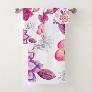 Violet rose bath towel set