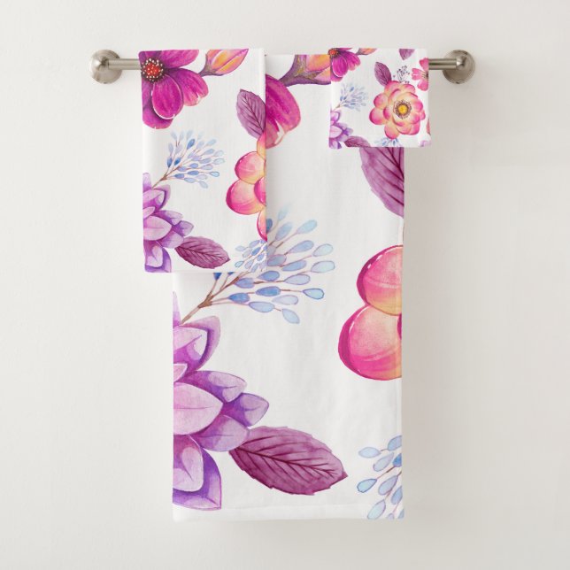Violet rose bath towel set (Insitu)