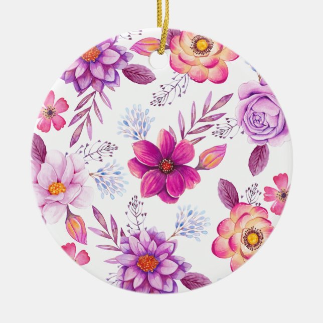 Violet rose ceramic tree decoration (Front)