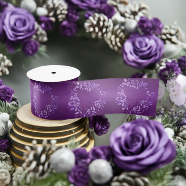 Violet Rose Satin Ribbon (Width: 3 Inches) (Large Violet Rose Satin Ribbon)
