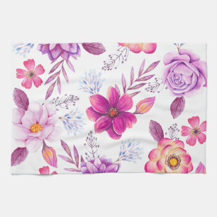 Violet rose tea towel