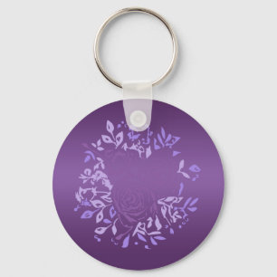 Violet Rose Wreath Round Key Ring