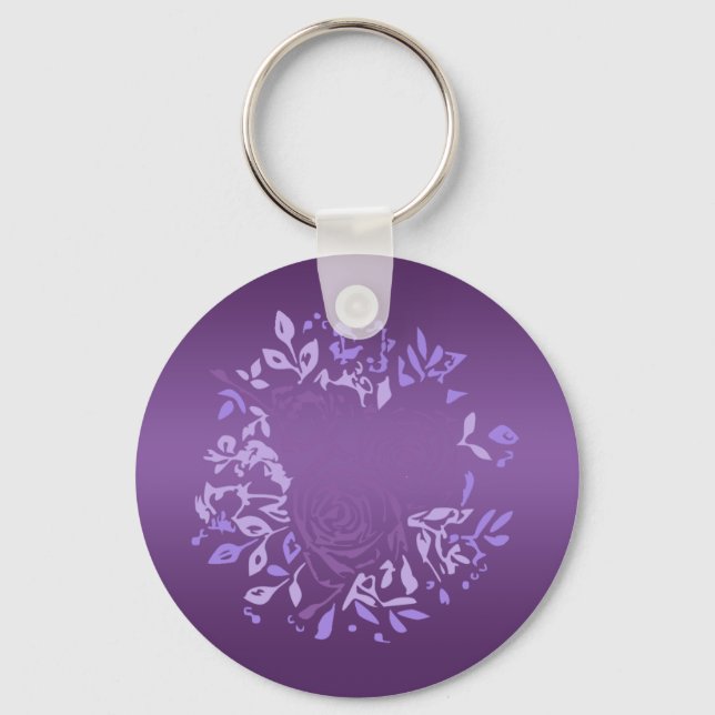 Violet Rose Wreath Round Key Ring (Front)