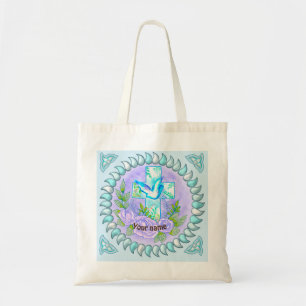 Violet Roses Christian cross tote bag
