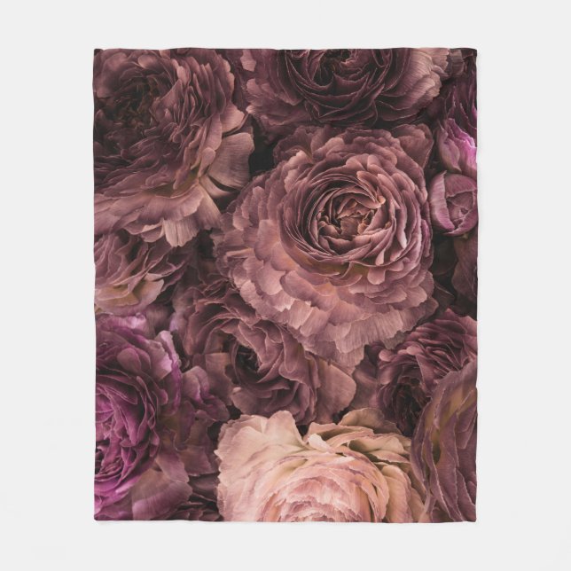 Violet Roses: Fresh Bouquet Texture Fleece Blanket (Front)