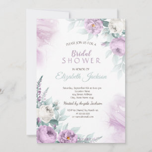 Violet Roses Polka Dots Bridal Shower Invitation