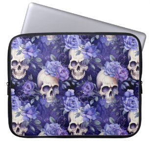 Violet Roses with Skulls Laptop Sleeve