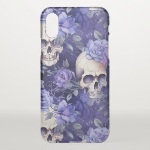 Violet Roses with Skulls iPhone X Case