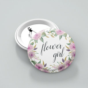 Violet & Sage Flower Girl 6 Cm Round Badge