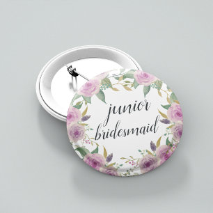 Violet & Sage Junior Bridesmaid 6 Cm Round Badge