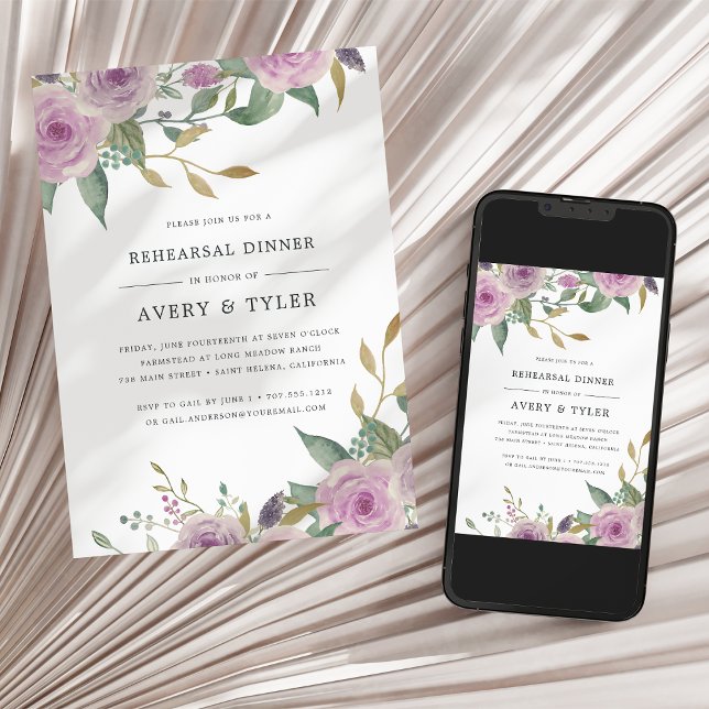 Violet & Sage Rehearsal Dinner Invitation (Creator Uploaded)