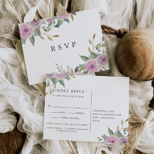 Violet & Sage RSVP Postcard with Meal Choice