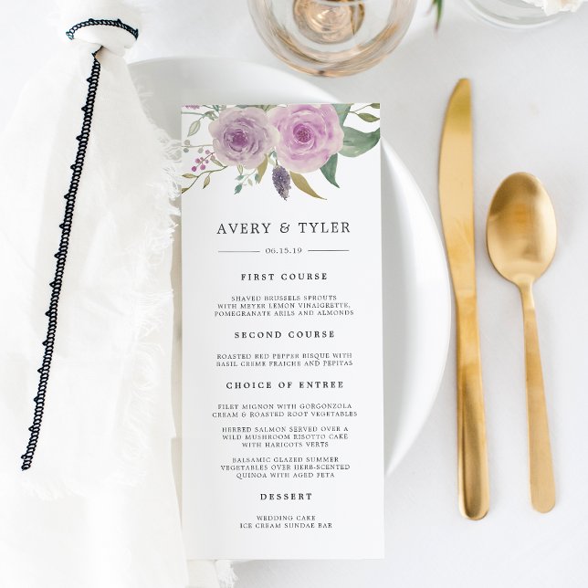 Violet & Sage Wedding Menu Card (Creator Uploaded)