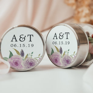 Violet & Sage Wedding Monogram Classic Round Sticker