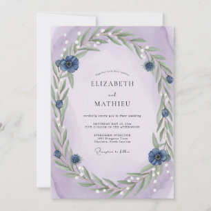Violet Sage Wreath Wedding Invitation