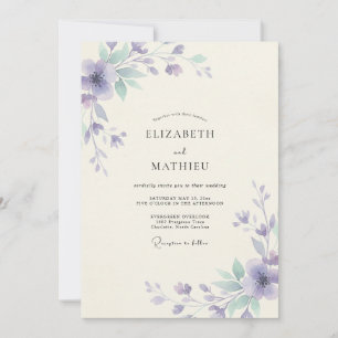 Violet Seafoam Painted Wedding Invitation