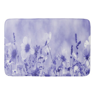 Violet Shaded Wild Flowers Bath Mat