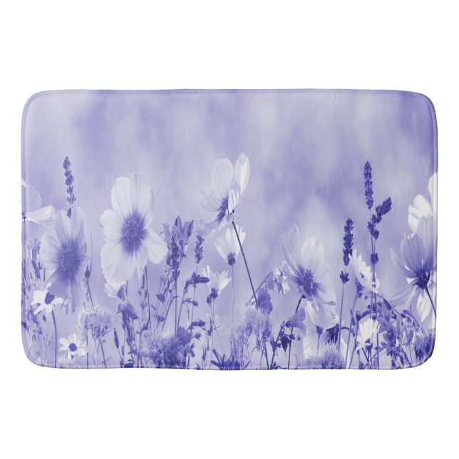 Violet Shaded Wild Flowers Bath Mat (Front)