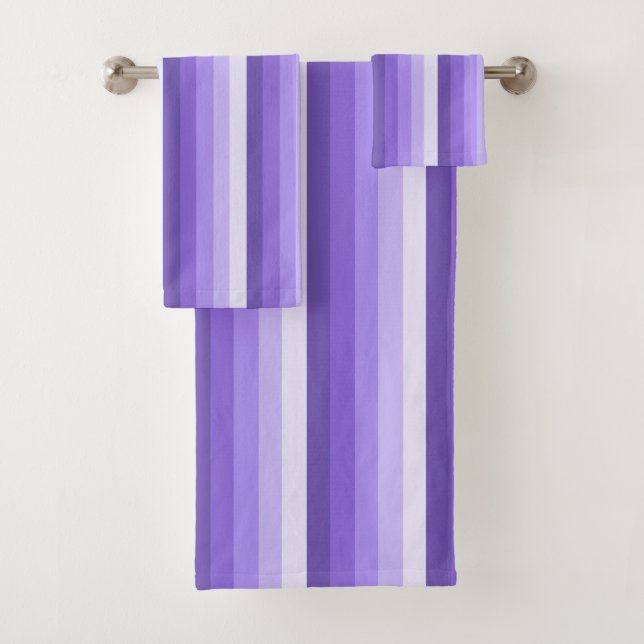 Violet shadow stripes bath towel set (Insitu)