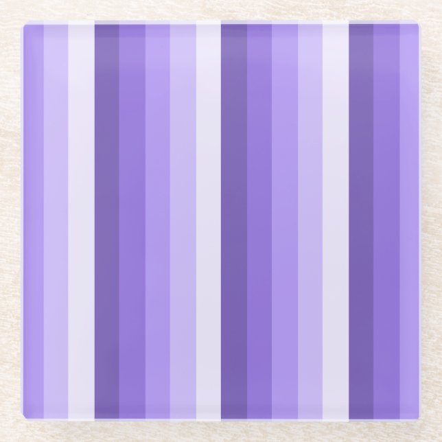 Violet shadow stripes glass coaster (Front)