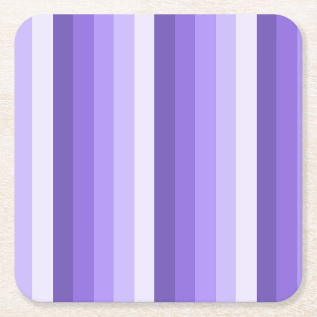 Violet shadow stripes square paper coaster (Front)