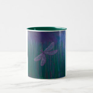 Violet Shimmer Dragonfly Two-Tone Coffee Mug