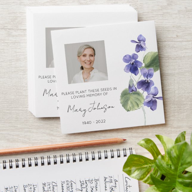 Violet | Simple Photo Funeral Seed Envelope (Stacked)