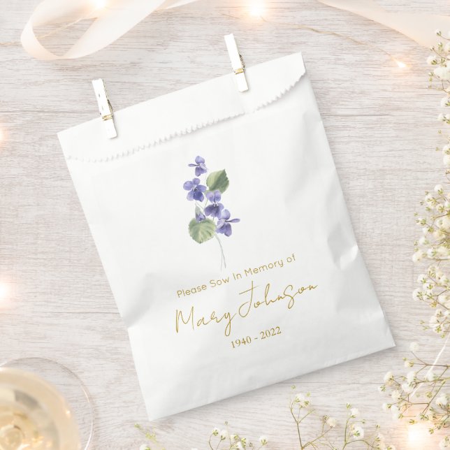 Violet | Simple Seed packet Funeral  Favour Bags (Clipped)