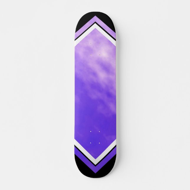 Violet Skies Clouds Purple Black Customisable Deck Skateboard (Front)