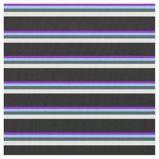 Violet, Sky Blue, Slate Grey, Mint Cream & Black Fabric (Close Up)