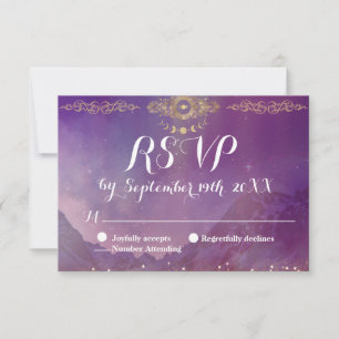 Violet Sky Gold Moon RSVP Response Card