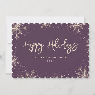 Violet Snowflake Snow Winter Holiday Card