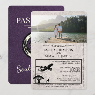Violet South Africa Passport Wedding Invitation
