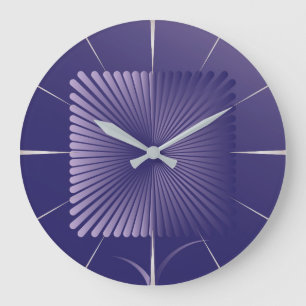 Violet square flower large clock