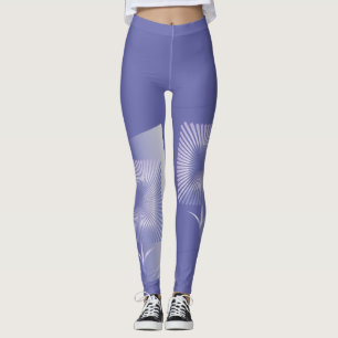 Violet square flower leggings