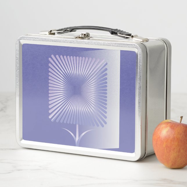 Violet square flower metal lunch box (In Situ)