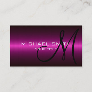 Violet Stainless Steel Metal Monogram Business Card
